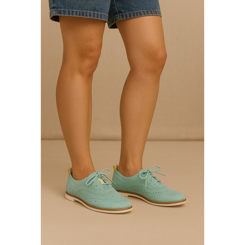 Cole Haan Original‎ Grand Wingtip Sneakers Teal Knit Women's Size 8.5 Oxfords